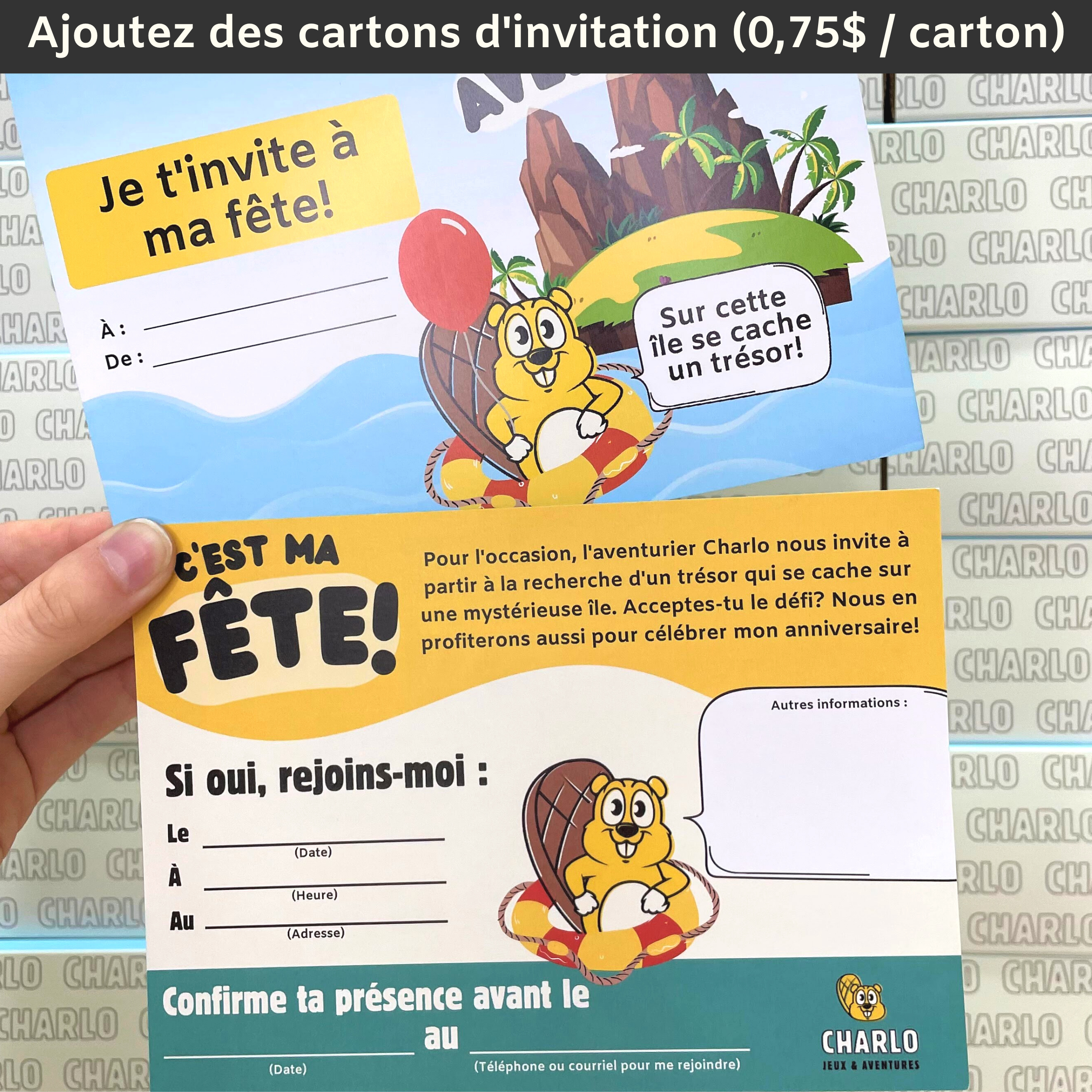 Carton d'invitation fête d'enfants | Charlojeu